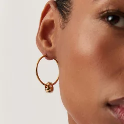 Abacus Nugget Charm Medium Hoop Earrings Women Earrings