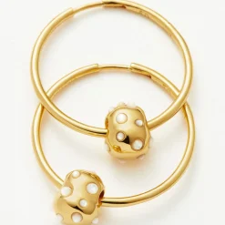 Abacus Nugget Charm Medium Hoop Earrings Women Earrings