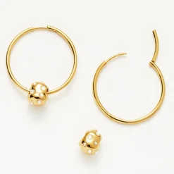 Abacus Nugget Charm Medium Hoop Earrings Women Earrings