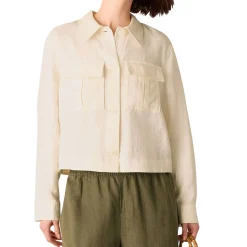 Abby Linen Patch Pocket Overshirt Women Coats & Jackets