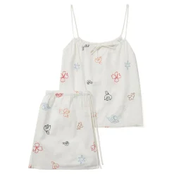 Sale Abstract Embroidered Cami & Shorts Pyjama Set Women Sleepwear