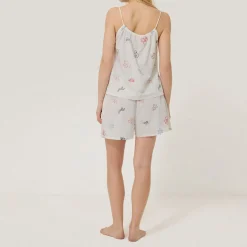 Sale Abstract Embroidered Cami & Shorts Pyjama Set Women Sleepwear