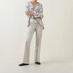 Sale Abstract Face Print Blouse Women Tops