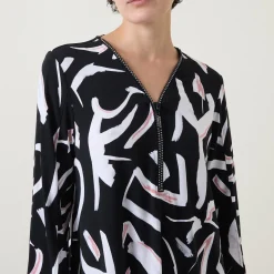 Outlet Abstract Print Blouse Women Tops