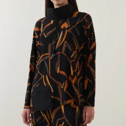 New Abstract Print Long-Sleeved Top Women Tops