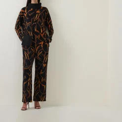 Online Abstract Print Straight Leg Trousers Women Trousers & Shorts