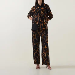 Online Abstract Print Straight Leg Trousers Women Trousers & Shorts
