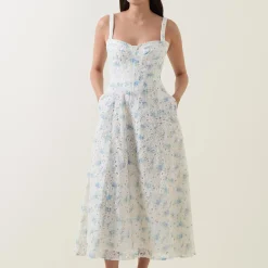Best Adaline Floral Eyelet Flared Dress Women Dresses