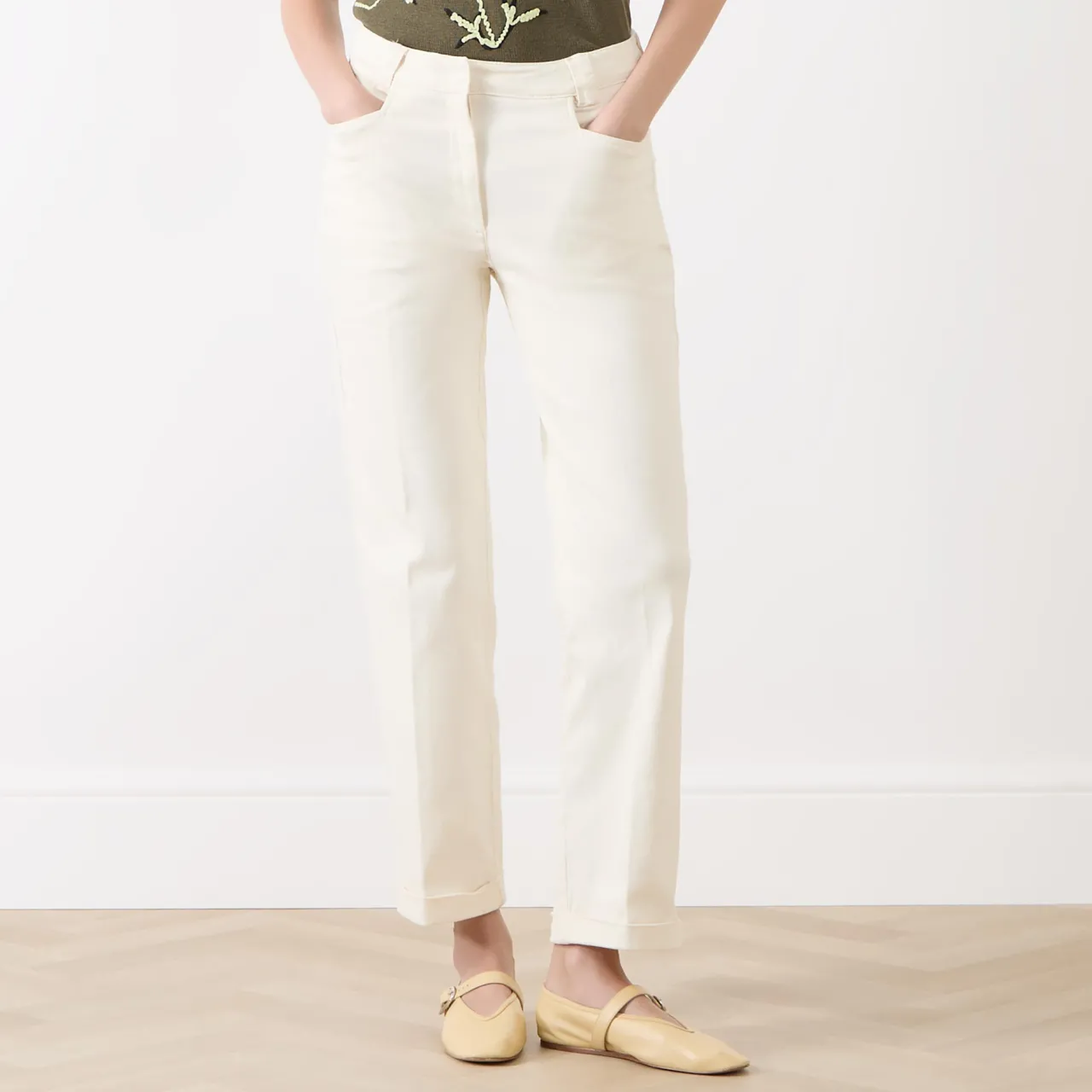 Hot Adorni Mid-Rise Straight Leg Chinos Women Trousers & Shorts