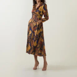 Agnes Printed Wrap Dress Women Dresses