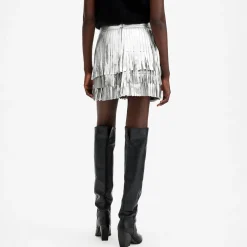 Discount Aisha Foil Fringe Mini Skirt Women Skirts