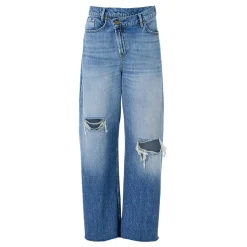 Hot Aki Crossover High Rise Wide Leg Jeans Women Denim