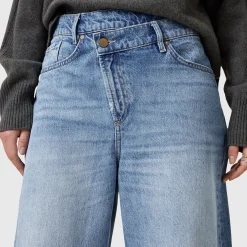 Hot Aki Crossover High Rise Wide Leg Jeans Women Denim