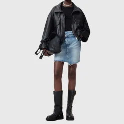 Outlet Aki Crossover High-Rise Mini Denim Skirt Women Skirts