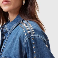 Clearance Alba Studded Denim Shirt Women Tops