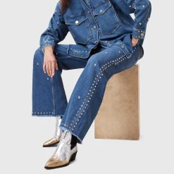Clearance Alba Studded Denim Shirt Women Tops