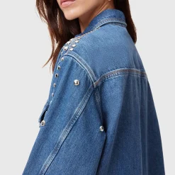 Clearance Alba Studded Denim Shirt Women Tops