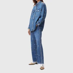 Clearance Alba Studded Denim Shirt Women Tops