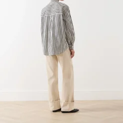 Hot Alex Striped Single Cuff Shirt Women Tops