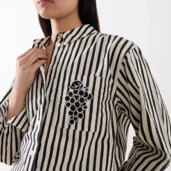 Hot Alex Striped Single Cuff Shirt Women Tops