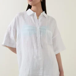 Sale Aloha Linen Shirt Women Tops