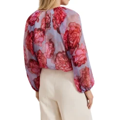 Best Amara Floral Silk Blouse Women Tops