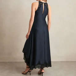 Online Anais Lace Trim Draped Dress Women Dresses
