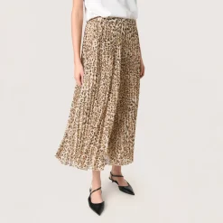 New Anaya Evelina Pleated Leopard Skirt Women Skirts