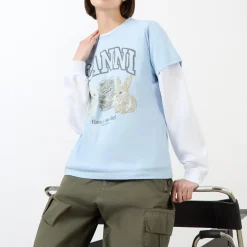 Outlet Animal Print Logo T-Shirt Women Tops