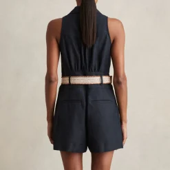 New Anjie Belted Linen Playsuit Women Jumpsuits