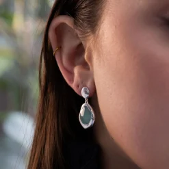 Outlet Aqua Chalcedony Large Stepping Stone Earrings Women Earrings