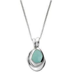 New Aqua Chalcedony Pebble Charms Necklace Women Necklaces