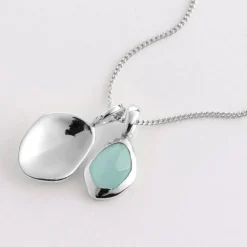 New Aqua Chalcedony Pebble Charms Necklace Women Necklaces