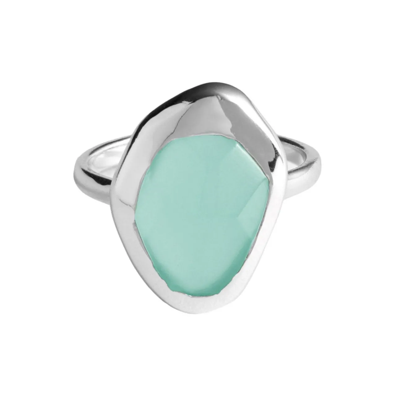 Hot Aqua Chalcedony Stepping Stone Ring Women Rings