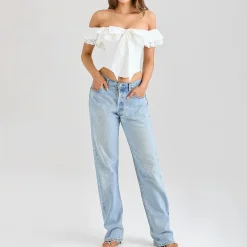 Best Aria Off-The-Shoulder Frill Corset Top Women Tops
