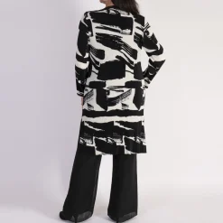 Sale Artistic Brush Strokes Plissé Cardigan Women Sweaters & Cardigans