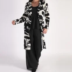 Sale Artistic Brush Strokes Plissé Cardigan Women Sweaters & Cardigans