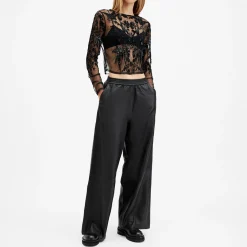 Best Aspen Faux-Leather Wide-Leg Trousers Women Trousers & Shorts