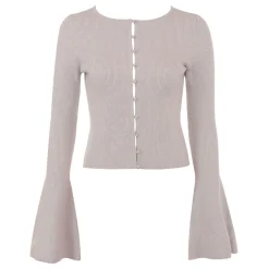 Clearance Aster Fluted Sleeve Ribbed Cardigan Women Sweaters & Cardigans