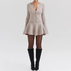 Clearance Aster Fluted Sleeve Ribbed Cardigan Women Sweaters & Cardigans