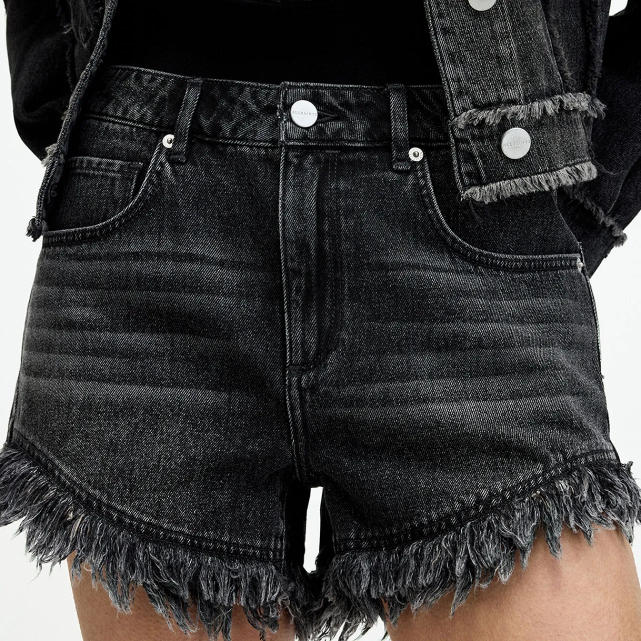 Astrid High-Rise Frayed Denim Shorts Women Trousers & Shorts