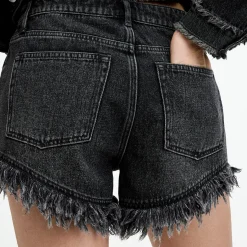 Astrid High-Rise Frayed Denim Shorts Women Trousers & Shorts
