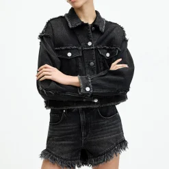 Astrid High-Rise Frayed Denim Shorts Women Trousers & Shorts