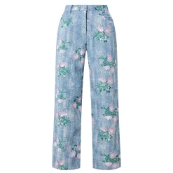 Hot Azul Floral Embellished High-Waisted Trousers Women Trousers & Shorts