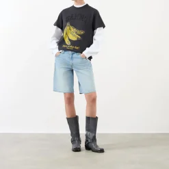 Online Banana Print Logo T-Shirt Women Tops