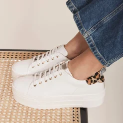 Clearance Belle Leopard Platform Trainers Women Trainers