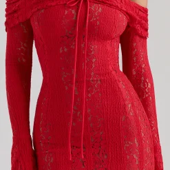 Sale Belle Off-The-Shoulder Lace Dress Women Dresses