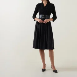 Hot Belted Flared Dress Women Dresses