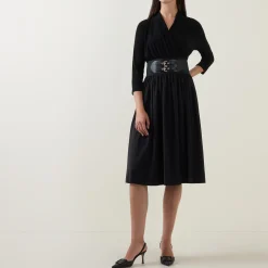 Hot Belted Flared Dress Women Dresses