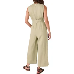 Sale Belted Linen Jumpsuit Women Jumpsuits